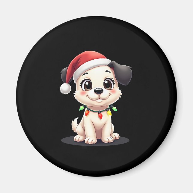 Shih Tzu Santa Christmas Tree Lights Xmas Dog Love Magnet (Framsidan)