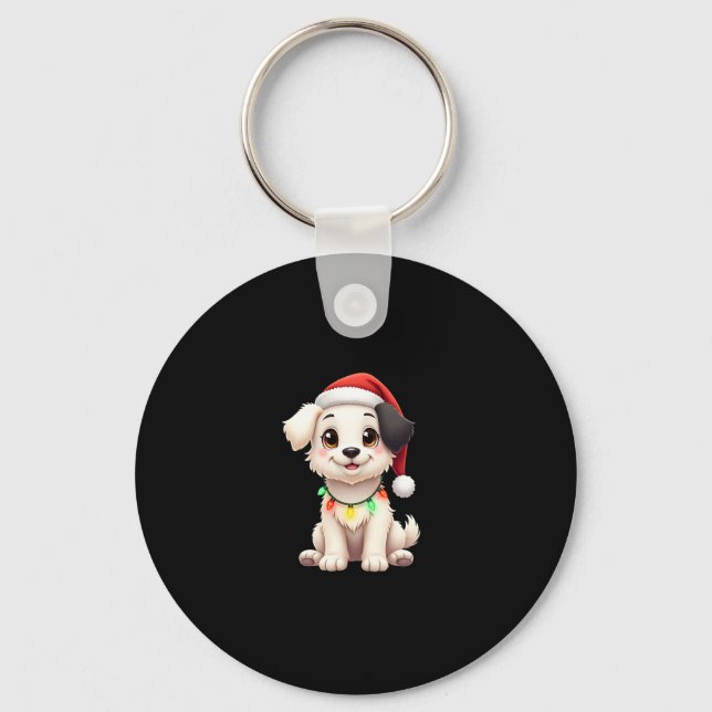 Shih Tzu Santa Christmas Tree Lights Xmas Dog Love Nyckelring (Framsida)