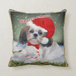 Shih Tzu Santa Paws julkuddar Kudde
