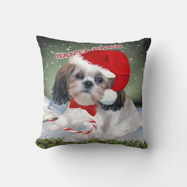 Shih Tzu Santa tassar Kudde (Framsida)