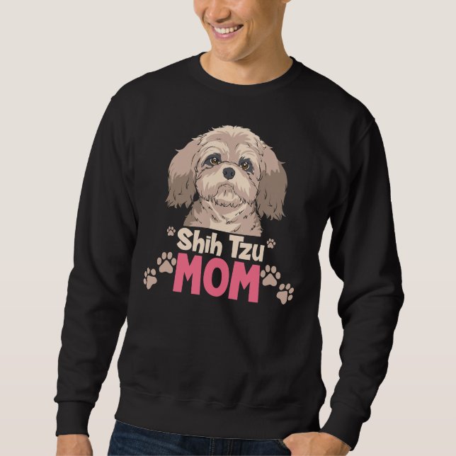 Shih Tzu Shih Tzu Mamma Lång Ärmad Tröja (Framsida)