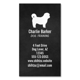 Shih Tzu Silhouette Chalkboard Stil Lodrät Magnetiska Visitkort