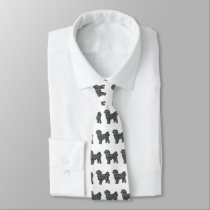 Shih Tzu Silhouette Hund Gult & Black Grid White Slips