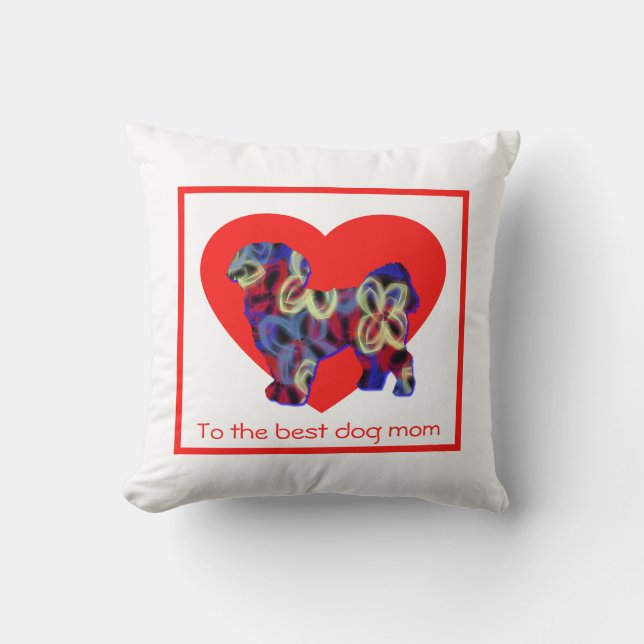 Shih Tzu Silhouette Hund Red Heart Mor's Day Kudde (Framsida)