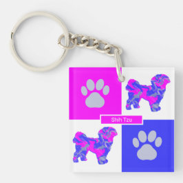 Shih Tzu Silhouette Hund & Tass Rosa och Blue Squa