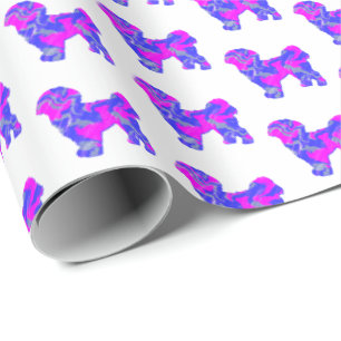 Shih Tzu Silhouette Rosa & Blue Hund White Papper Presentpapper