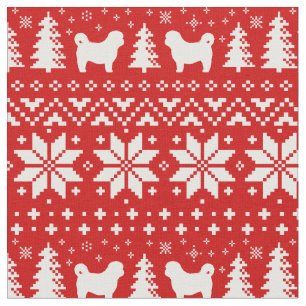 Shih Tzu Silhouettes jul Helgdag Patterned Tyg