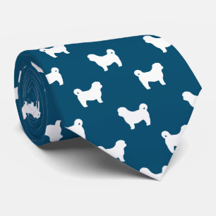 Shih Tzu Silhouettes Mönster Blue och White Slips
