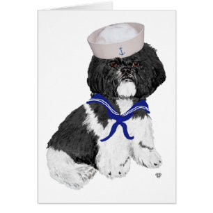 Shih Tzu Sjöman Hälsningskort