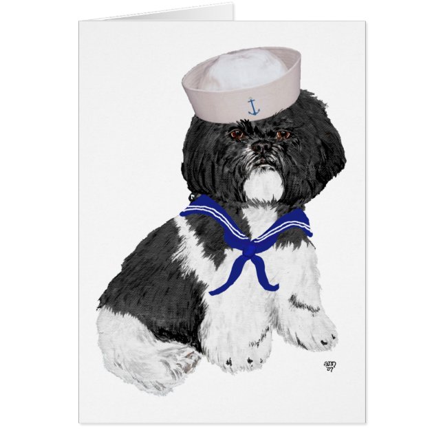 Shih Tzu Sjöman Hälsningskort (Framsidan)