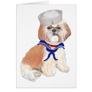 Shih Tzu Sjöman Hälsningskort
