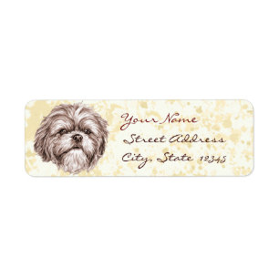 Shih Tzu skissar Returadress Etikett