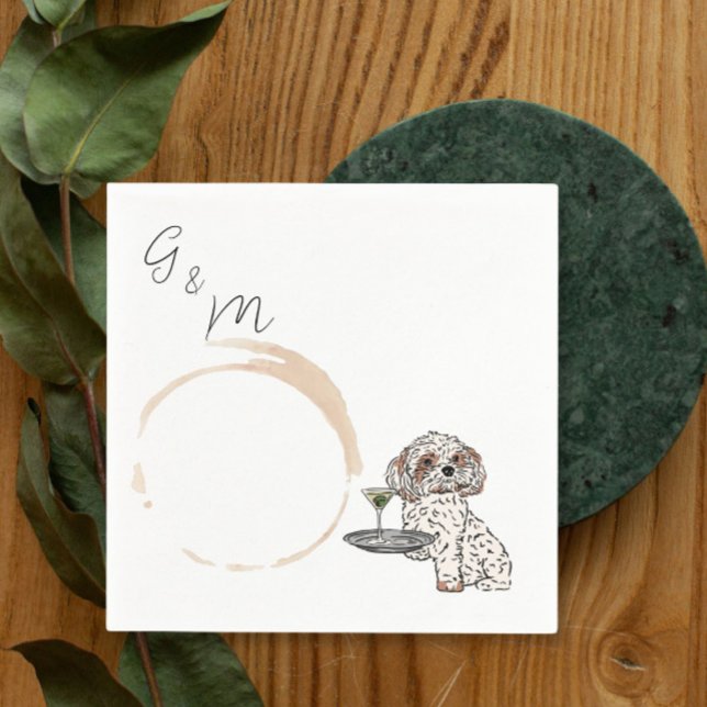 Shih Tzu som innehar en martinisk cocktail Pappersservett (Skapare uppladdad)