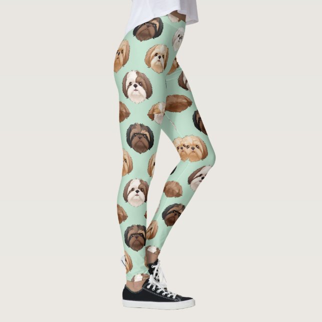 Shih Tzu Sött Hund Älskare Mönster Leggings (Höger)