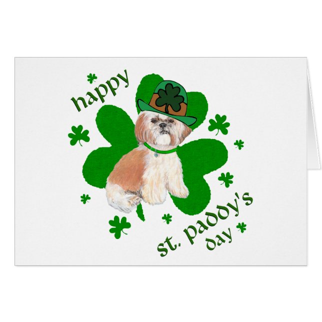 Shih Tzu St Patrick's Day Hälsningskort (Framsidan Horizontal)