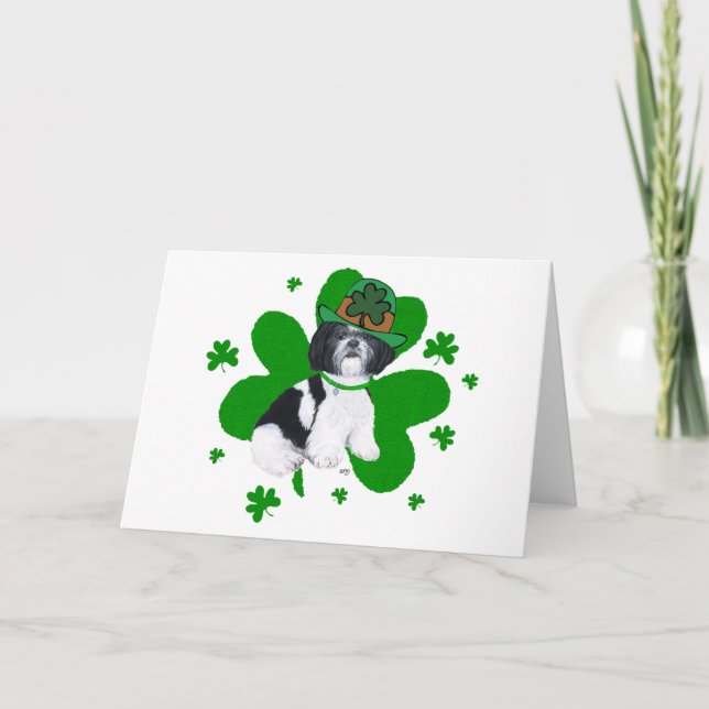 Shih Tzu St patricks day Kort (Framsida)