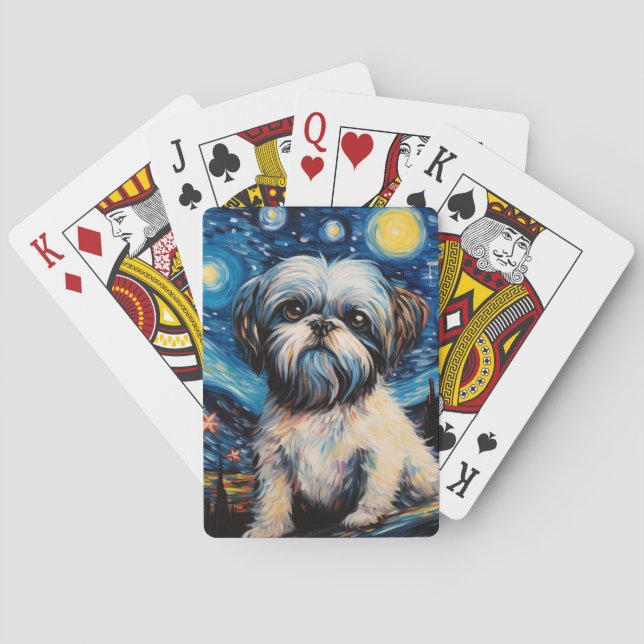 Shih Tzu Starry Night Casinokort (Baksidan)