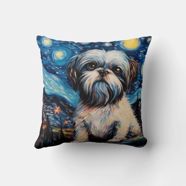 Shih Tzu Starry Night Kudde (Baksida)