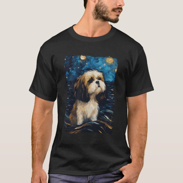 Shih Tzu Starry Night T Shirt (Framsida)