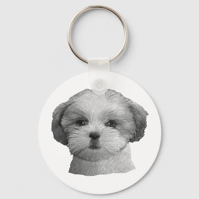 Shih Tzu - Stylized Image - Add Your Qwn Text Nyckelring (Framsida)