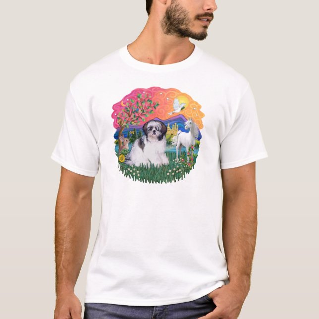Shih Tzu (svart och vit #1) Tee (Framsida)