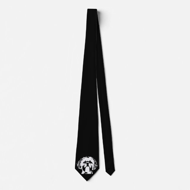 Shih Tzu svart & Tie för nacke för ansikte för Slips (Framsida)