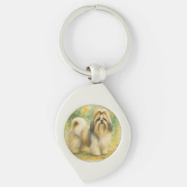 Shih Tzu Swirl Silverfärgad Nyckelring