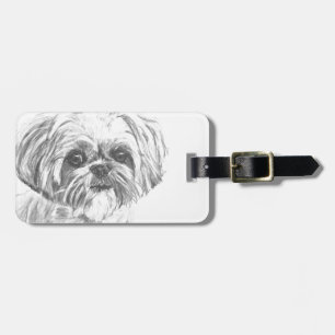 Shih Tzu teckning Bagagebricka