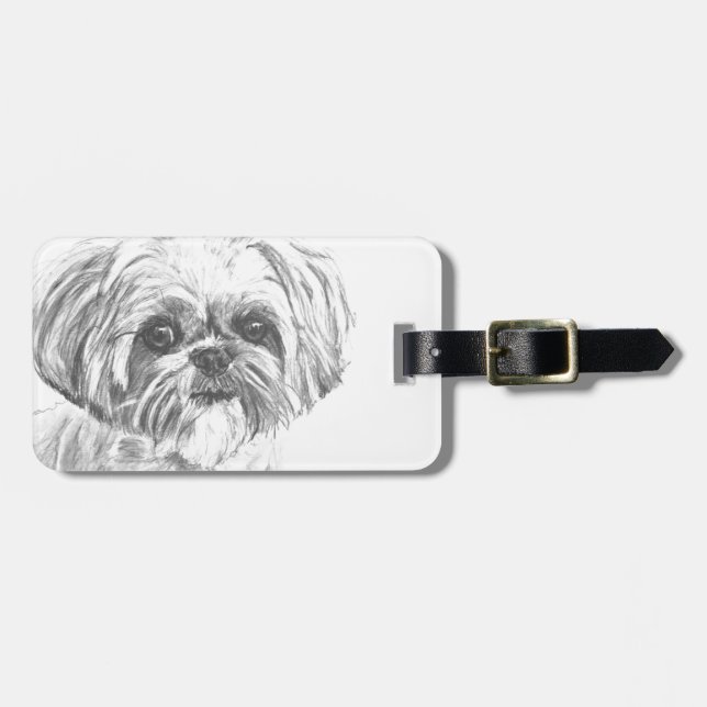 Shih Tzu teckning Bagagebricka (Horisontell Framsida)