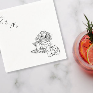 Shih Tzu teckning med en martini-cocktail Napkins Pappersservett