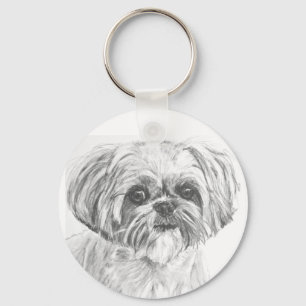 Shih Tzu Teckning Nyckelring