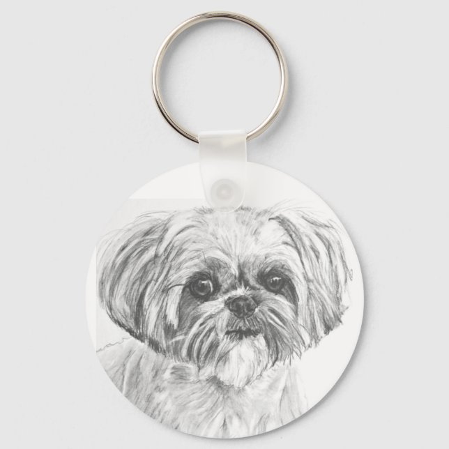Shih Tzu Teckning Nyckelring (Framsida)