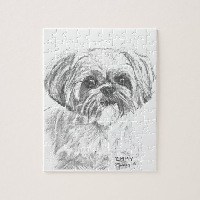 Shih Tzu teckning Pussel (Vertikal)