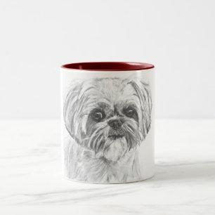 Shih Tzu teckning Två-Tonad Mugg