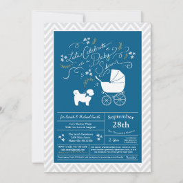 Shih Tzu Teddy Bear Dog Baby Shower Blue Boy Inbjudningar