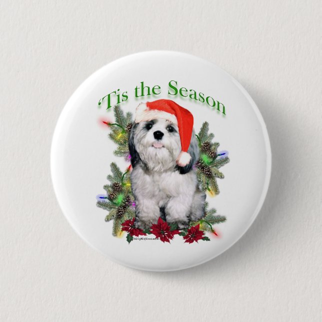 Shih Tzu 'Tis the Season - Button Knapp (Framsida)