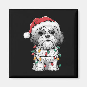 Shih Tzu Tomte Julgran Ljusslingar Xmas Hund Kärle Magnet