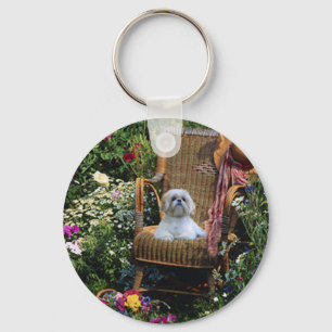 Shih Tzu trädgårds- Keychain Nyckelring