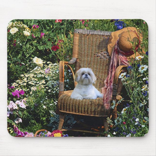Shih Tzu trädgårds- Mousepad Musmatta (Framsidan)