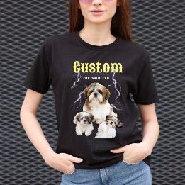Shih Tzu Trendig Bootleg Personlig Hund Foto 90tal T Shirt