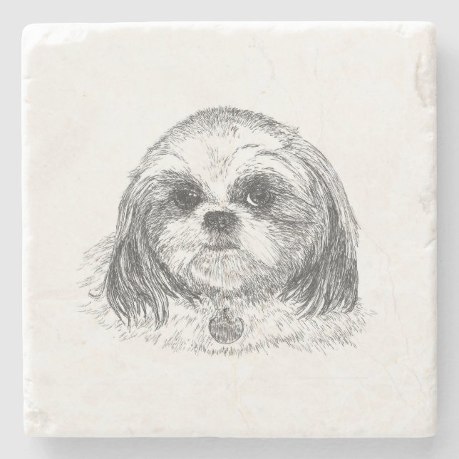 Shih Tzu Underlägg Sten (Framsidan)