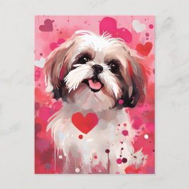 Shih Tzu Valentines day Vykort