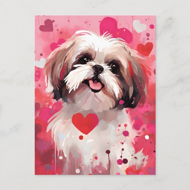 Shih Tzu Valentines day Vykort (Framsida)
