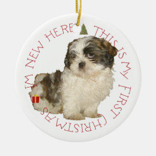 Shih Tzu-valp Första julen Julgransprydnad Keramik