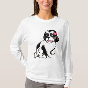 Shih Tzu valpkvinna T-tröja för långärmad Tee