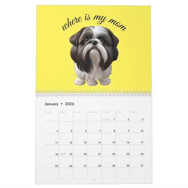 Shih Tzu - var är min Mamma Kalender (Jan 2026)
