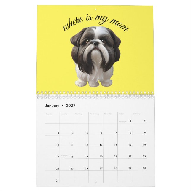 Shih Tzu - var är min Mamma Kalender (Jan 2027)