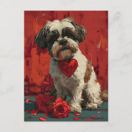 Shih tzu vintage Valentine Day Vykort