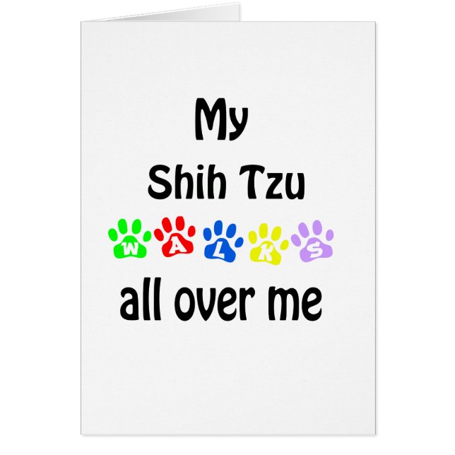 Shih Tzu Walks Design Hälsningskort (Framsidan)