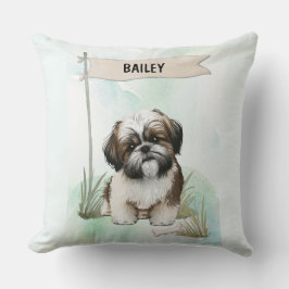 Shih Tzu Watercolor Personalized Dog Kudde